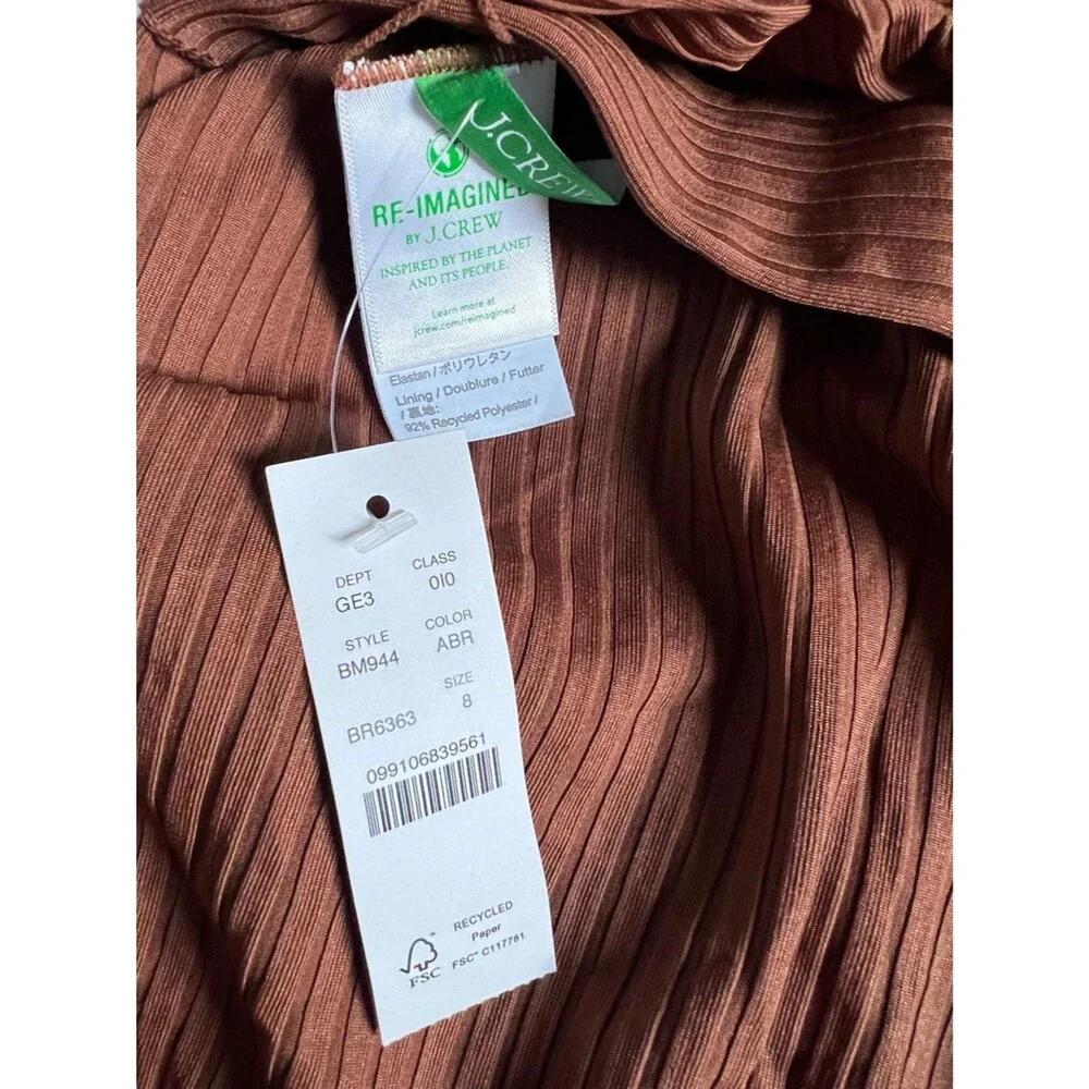 J.Crew NEW Wide Rib Belted One Piece Swimsuit Brown US 8 V Neck Beach Resortwear